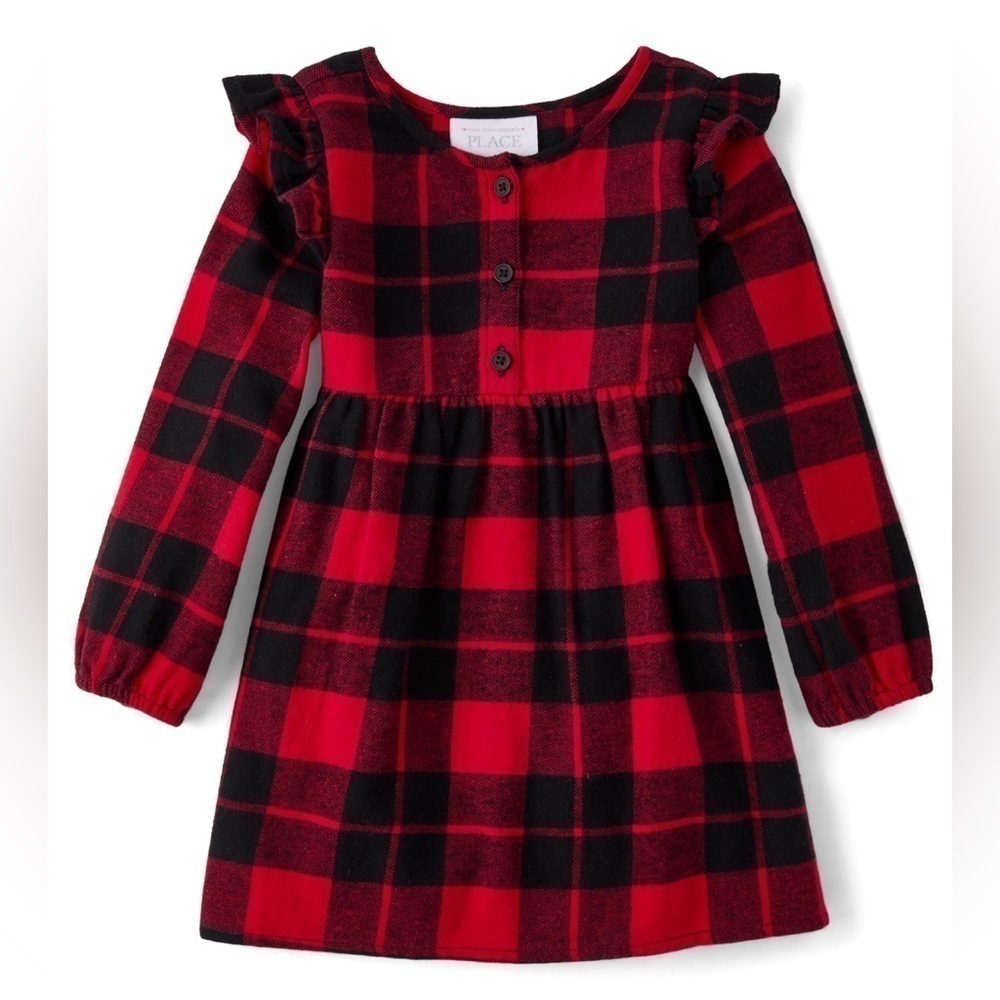 Toddler Girls’ Buffalo Plaid Flannel Dress - Picture 2 of 5
